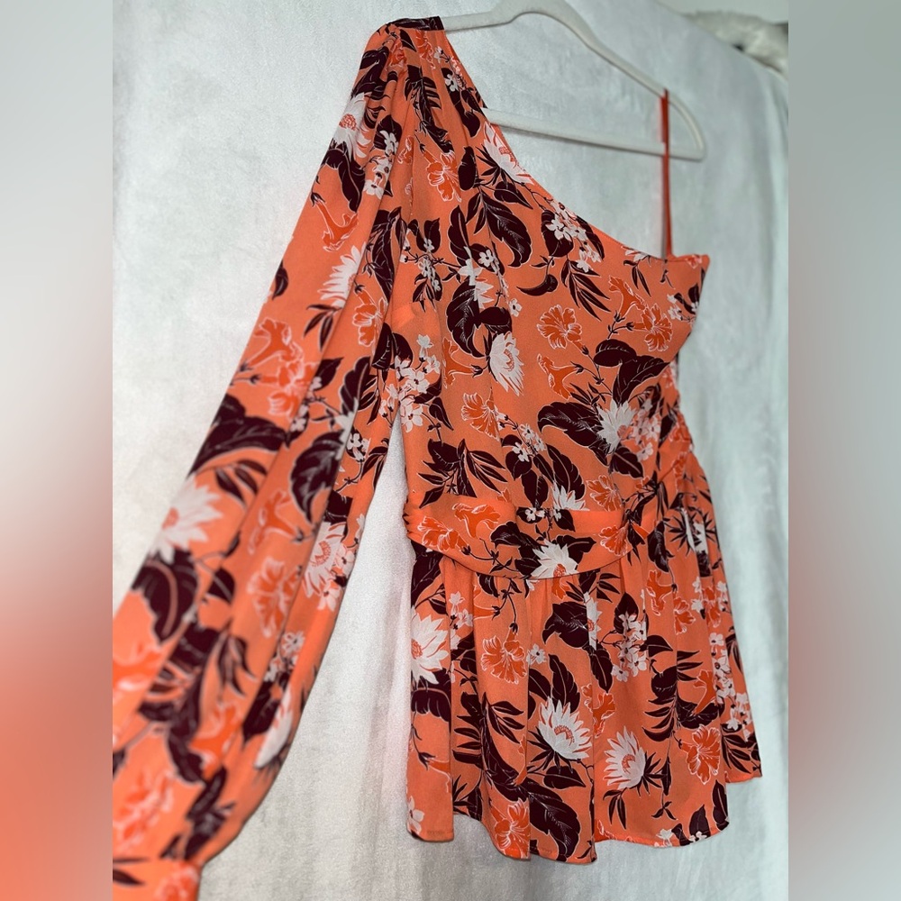 Ann Taylor One Sleeve Floral Blouse
